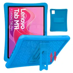 GENERICO - Funda Protector Antigolpe Goma con Soporte Para Lenovo M11 - CELESTE