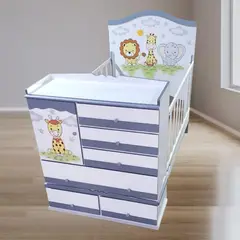 GENERICO - Cama cuna de plaza y media comoda desmontable safari plomo