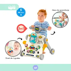 GENERICO - Caminador didáctico multiusos para bebe 3 en 1 plomo
