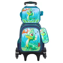 GENERICO - MOCHILA DINOSAURIO TRES PIEZAS CON SEIS RUEDAS - DESMONTABLE