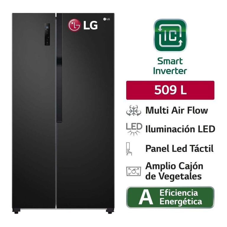 Refrigeradora 509L Multi Air Flow Side By Side Negro GS51MPD