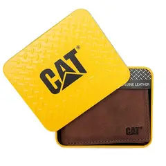 CAT - Billetera Caterpillar Hombre Cuero Genuino Proteccion Rfid