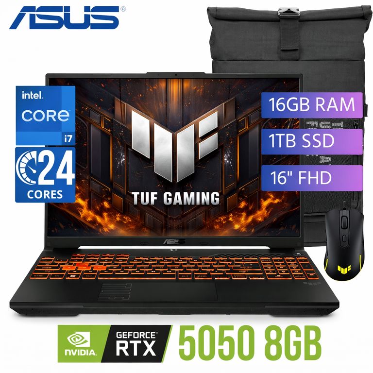 Laptop TUF FX608JHR-RV169 F16 Intel Core i7-14650HX Ram 16GB SSD 1TB RTX 5050 16" WUXGA WIN11