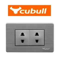 CUBULL - PACK X 5 UND : TOMACORRIENTE DOBLE COLOR GRIS MARCA A5-014