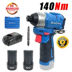 DONGCHENG - Atornillador de Impacto ¼ DCPL04-8EK 12V 140Nm 2Bat x 2Ah Brushless