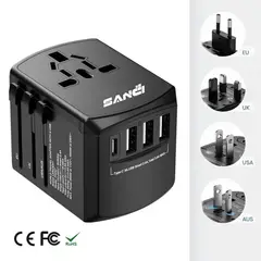 SANC - Adaptador Enchufe de Viaje Todo en Uno Carga Rápida USB-C y USB-A