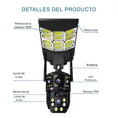 OEM - Cámara IP PTZ WiFi Solar 4K Doble Lente con Luminaria Sirena y Giro 360°