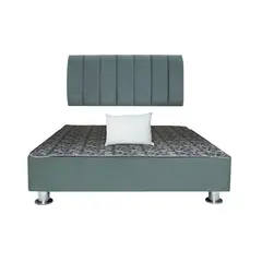 MUEBLES MACRUMO - Cama tapizada Aurea + almohada - Queen - Color Gris oscuro