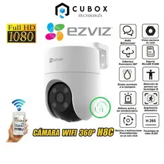EZVIZ - Cámara H8C PTZ WiFi con Giro 360° Visión Nocturna y Audio Bidireccional