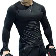 EPAUS - Polo Licra De Manga Larga con Cuello Redondo Para Hombre