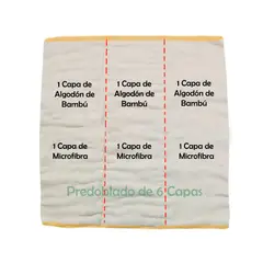 BABYLOOM - Inserto Predoblado Algodón de Bambú Pañal de Tela x 6 Unid