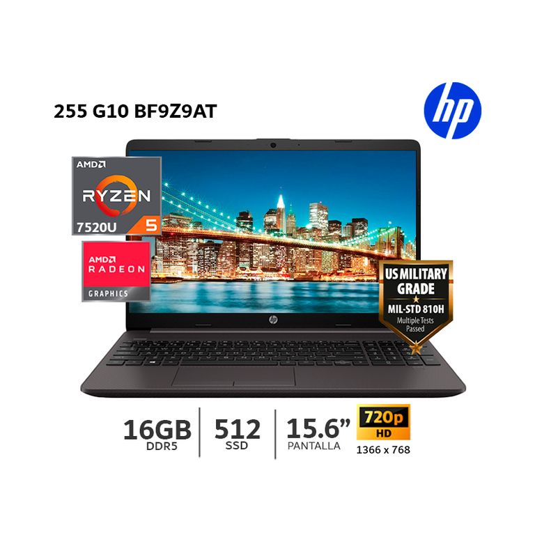 Laptop 255 G10 15.6” AMD Ryzen 5 7520U/ 16Gb Ram/ 512Gb SSD - BF9Z9AT