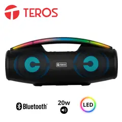 TEROS - Parlante TE-6042N, bluetooth, 20 W (2 x 10 W), negro