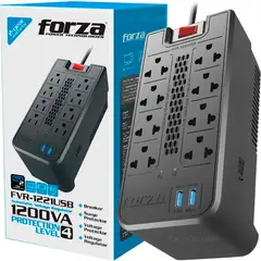 FORZA - Estabilizador FVR-1222USB 1200VA/600W 8 Tomas 2 USB