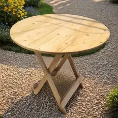 START FG - Mesa Plegable Madera Woodflex Redonda Natual Diametro 80cm