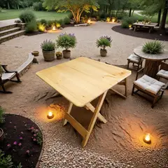 START FG - Mesa Plegable Madera Woodflex Cuadrada En Natural 80cm