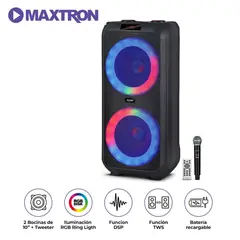MAXTRON - Torre de Sonido Challenge MX1000 USB BT TWS KARAOKE