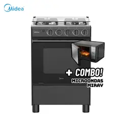MIDEA - COCINA DE PIE A GAS 4 HORNILLAS NEGRO - MGS24FS2LFABBC-PE + MICROONDAS MIRAY HMM-20N
