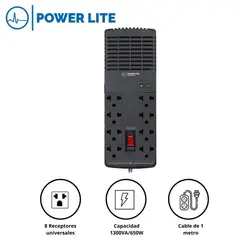 POWER LITE - Regulador de Voltaje Automático QUASAR 1300VA650W 8Salidas