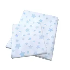 BLAUHOUSE - Sabanas para Cuna Corral Bebe 100% Algodón Estrellas Celestes