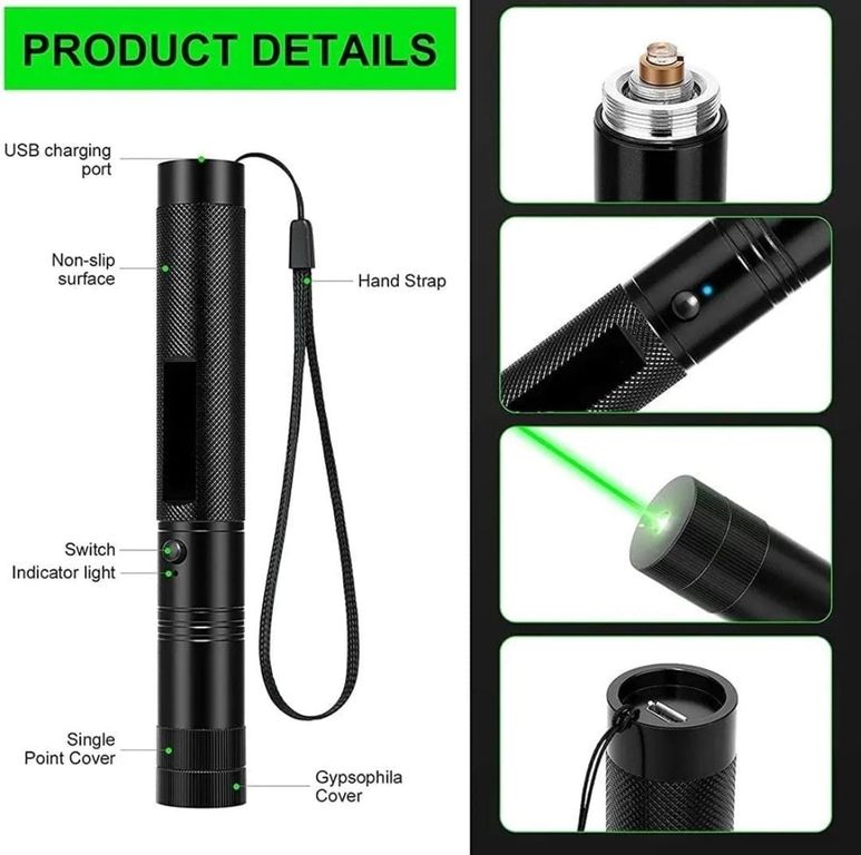 Puntero Láser 303 1000mW con Llave de Seguridad y Cabezal