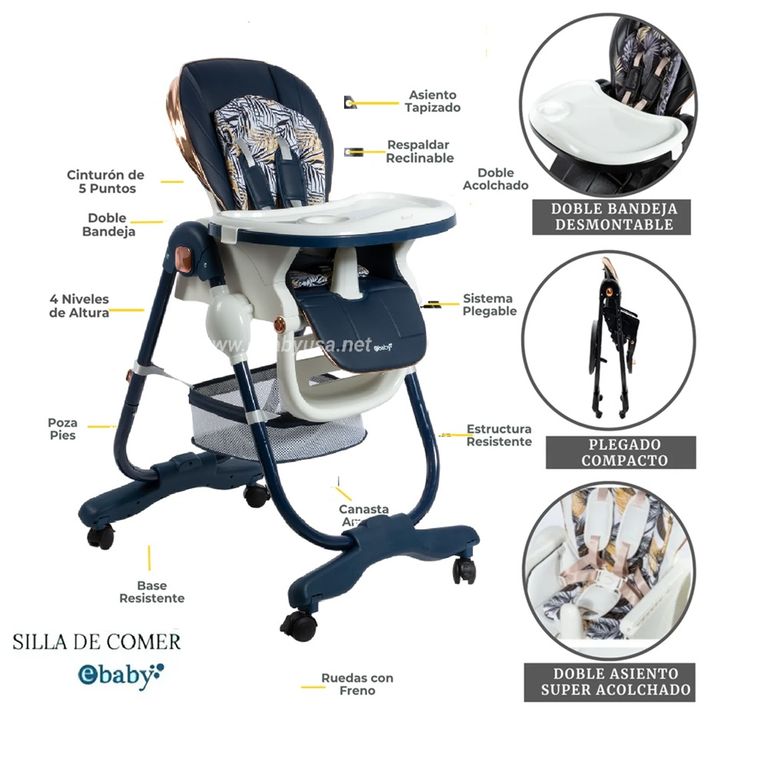 SILLA DE COMER YAMI PLEGABLE CON CANASTILLA