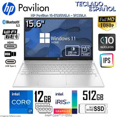 HP - Laptop Pavilion 15-EG2506LA (91S39LA) Intel Core i7-1255U 12GB RAM 512GB SSD 156 FHD Plateado