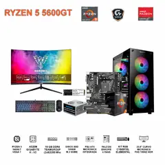 AMD - COMPUTADORA RYZEN 5 5600GT 16GB RAM, 500GB NVMe 24 FHD CURVO 100HZ KIT GAMER