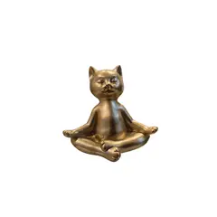 GENERICO - Figura Decorativa Gato Zen Dorado Meditación y Armonía - Adorno Elegante para Sala Regalo Ideal