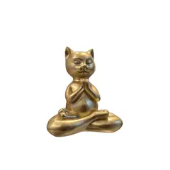GENERICO - Figura Decorativa Gato Zen en Color Dorado - Adorno Elegante para Sala Regalo Ideal
