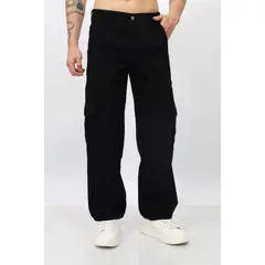 QH - Pantalón Baggy Cargo Hombre Denim 100% Algodón