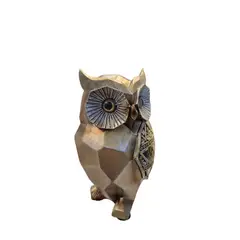 GENERICO - Figura de Búho Dorado con Detalles Tallados y Espejos