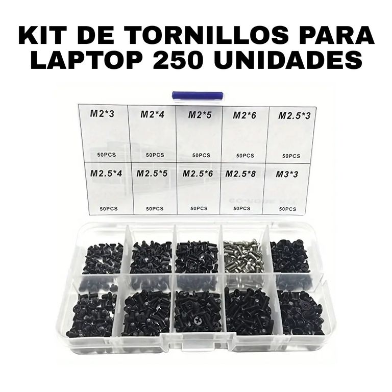KIT DE TORNILLOS PARA LAPTOP 250 UNIDADES