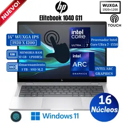 HP - Laptop Elitebook 1040 G11 14” WUXGA Touch, Core Ultra 7-155H, Ram 32GB, Ssd 1 TB, Win 11 Pro