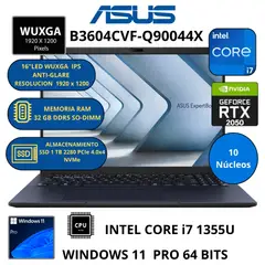 ASUS - Laptop EXPERTBOOK B3604CVF-Q90044X INTEL CORE i7 -RAM 32 GB SSD 1 TB 16" WUXGA WINDOWS 11 PRO