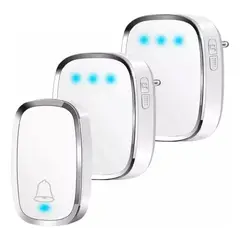 ANYHOGAR - Timbre Inalámbrico Con Luz Led 1 Transmisor 2 Rec