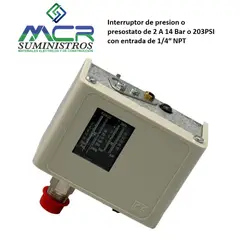 GENERICO - Interruptor de presion o presostato de 2 A 14 Bar o 203PSI 1/4″ NPT