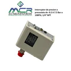 GENERICO - Interruptor de presion o presostato de -0.2 A 7.5 Bar o 108PSI, 1/4″ NPT