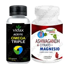 GENERICO - PACK ACEITE OMEGA TRIPLE + ASHWAGANDH & CITRATO DE MAGNESIO 100 CAPSULAS