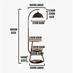 GENERICO - Lámpara de Pie Black Led
