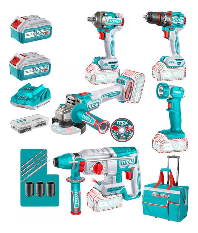 Taladro 66Nm + llave impacto Rotomartillo Amoladora y Linterna