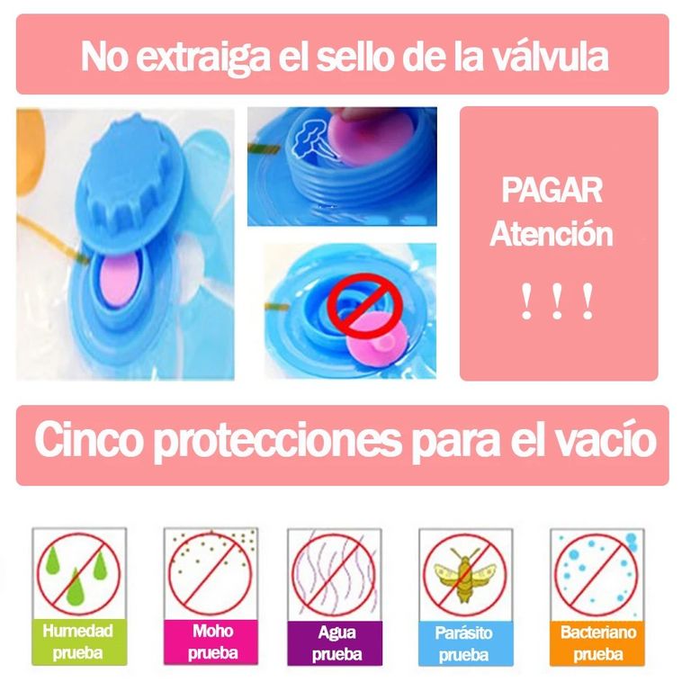 6 BOLSAS COMPRESORAS AHORRADORA DE ESPACIO 50X90CM