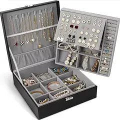 GENERICO - Joyero Caja Organizadora Portátil de Joyas 2 Niveles