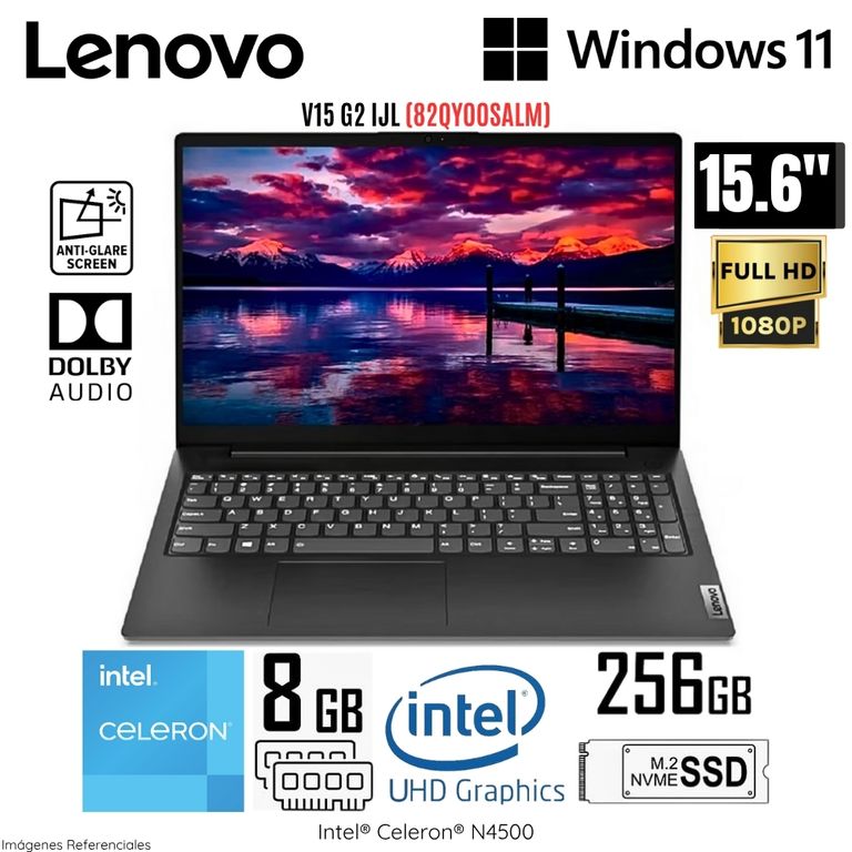 Laptop V15 G2 IJL Intel Celeron N4500 8GB RAM 256GB SSD 15.6" FHD - 82QY00SALM