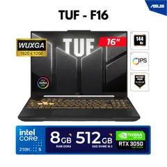 ASUS - LAPTOP F16/ 16" WUXGA IPS Core Ultra 5-210H, 4.80GHz, 8GB DDR4, 512GB SSD RTX 3050 6GB/ FREEDOS