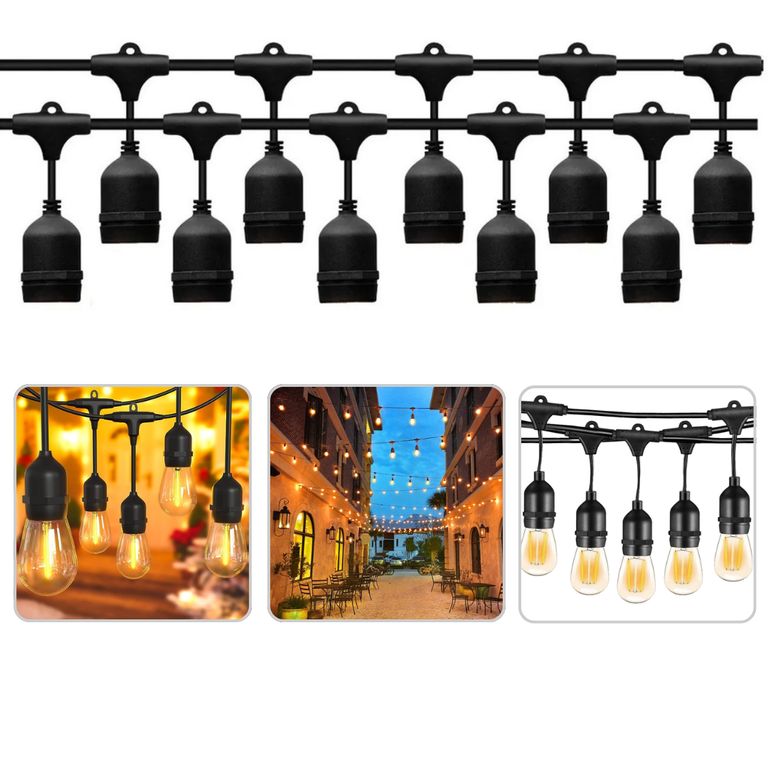 Cable Socket Luces Guirnalda De 10 Metros Para 20 Focos