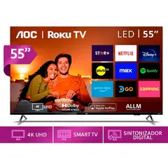 AOC - Televisor LED 55 UHD 4K Smart Tv 55U6125