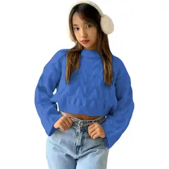 GENERICO - Chompa Mujer Cerrada Hilo Frances 359G-23 Color Azul