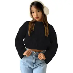 GENERICO - Chompa Mujer Cerrada Hilo Frances 359G-23 Color Negro