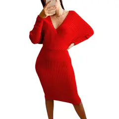 GENERICO - Vestido Mujer Hilo Cruzado Mlarga 359G-27 Color Rojo